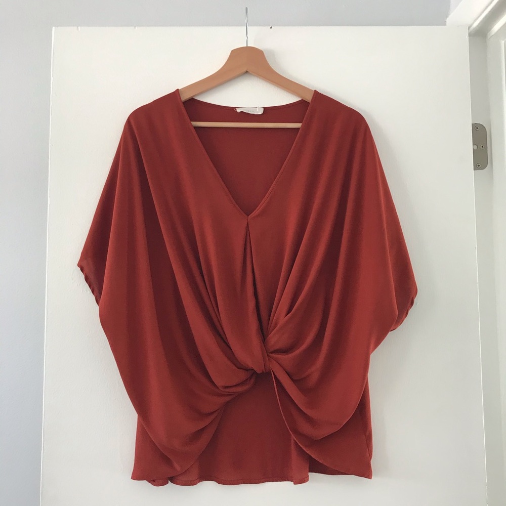 Lush Twist Front Dolman Blouse
